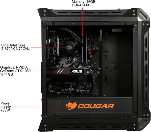 Alt view image 7 of 11 - ABS Battlebox Ultimate Panzer-G Gaming Desktop PC NVIDIA GeForce GTX 1080 Ti 11 GB Intel i7-8700K (3.70 GHz) Liquid Cooling (120 mm) 16 GB DDR4 2666 240 GB SSD 1 TB HDD Windows 10 Home 64-Bit ALI228