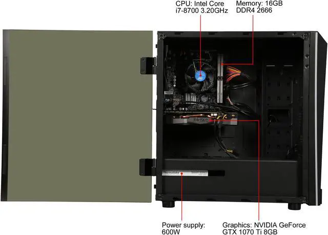 Alt view image 10 of 13 - ABS Fort Gaming Desktop PC NVIDIA GeForce GTX 1070 Ti 8 GB Intel Core i7-8700 (3.20 GHz) 6-Core 16 GB DDR4 240 GB SSD 1 TB HDD Windows 10 Home 64-Bit ALI249