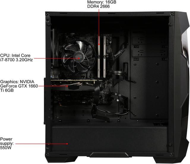 Alt view image 12 of 15 - ABS Fleet - Intel i7-8700 - GeForce GTX 1660 Ti - 16GB DDR4 - 240GB SSD - 1TB HDD - Gaming Desktop PC