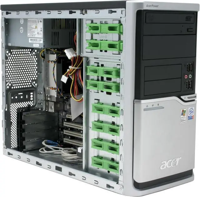 Alt view image 9 of 14 - Acer Desktop PC Power FG APFG-U-P5161 Intel Pentium 4 516 512MB DDR2 80GB HDD Intel GMA 900 Windows XP Professional