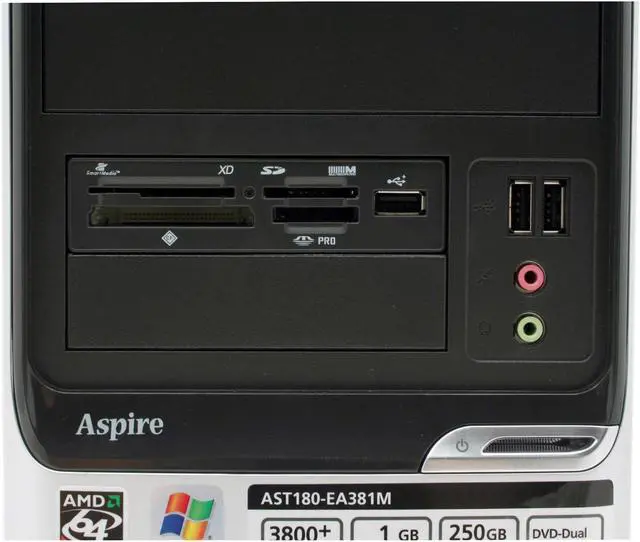 Alt view image 5 of 18 - Acer Desktop PC Aspire AST180-EA381M 3800+ (2.00 GHz) 1GB DDR2 250GB HDD NVIDIA GeForce 6100 Windows XP Media Center