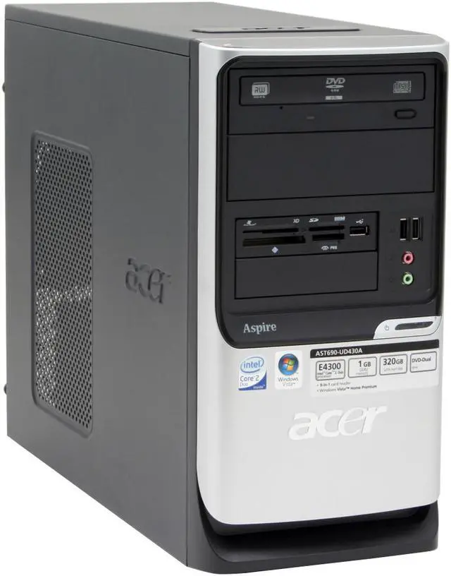 Alt view image 2 of 19 - Acer Desktop PC Aspire AST690-UD430A Intel Core 2 Duo E4300 1GB DDR2 320GB HDD Intel GMA 3000 Windows Vista Home Premium