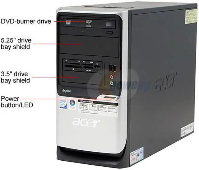 Alt view image 3 of 19 - Acer Desktop PC Aspire AST690-UD430A Intel Core 2 Duo E4300 1GB DDR2 320GB HDD Intel GMA 3000 Windows Vista Home Premium