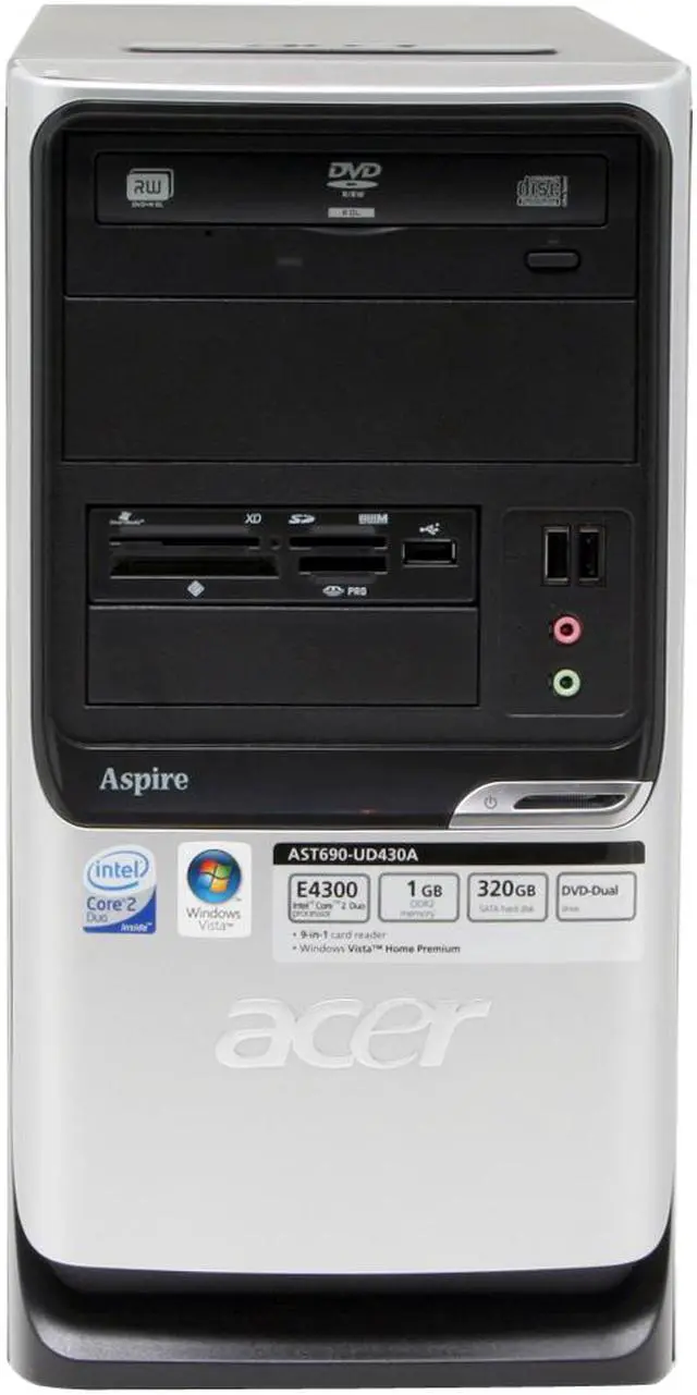 Alt view image 4 of 19 - Acer Desktop PC Aspire AST690-UD430A Intel Core 2 Duo E4300 1GB DDR2 320GB HDD Intel GMA 3000 Windows Vista Home Premium