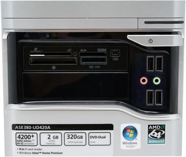Alt view image 4 of 15 - Acer Desktop PC ASE380-UD420A 4200+ 2GB DDR2 320GB HDD NVIDIA GeForce 6100 Windows Vista Home Premium