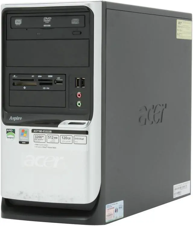 Acer Desktop PC Aspire AST180-ES322B 3200+ 512MB DDR2 120GB HDD