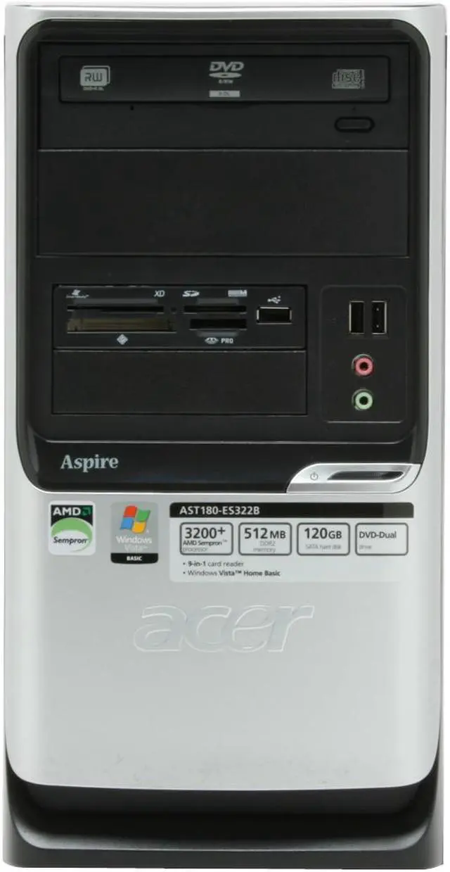 Acer Desktop PC Aspire AST180-ES322B 3200+ 512MB DDR2 120GB HDD