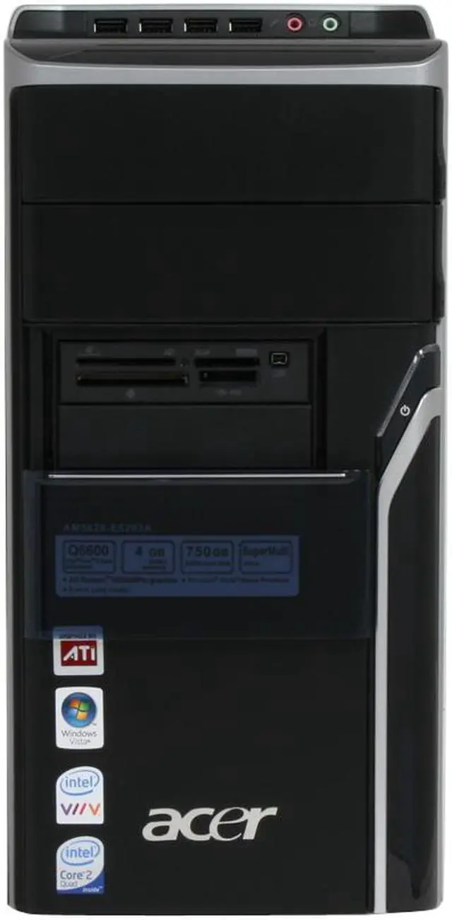 Alt view image 5 of 14 - Acer Desktop PC Aspire AM5620-E5203A Intel Core 2 Quad Q6600 4GB DDR2 750GB HDD ATI Radeon HD 2600 PRO Windows Vista Home Premium (English/French)