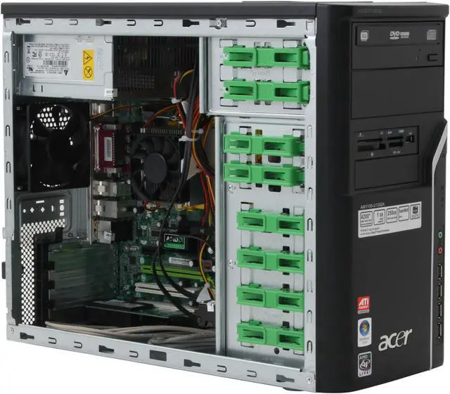 Alt view image 9 of 12 - Acer Desktop PC Aspire AM1100-U1302A 4200+ 1GB DDR2 250GB HDD ATI Radeon X1200 IGP Windows Vista Home Premium