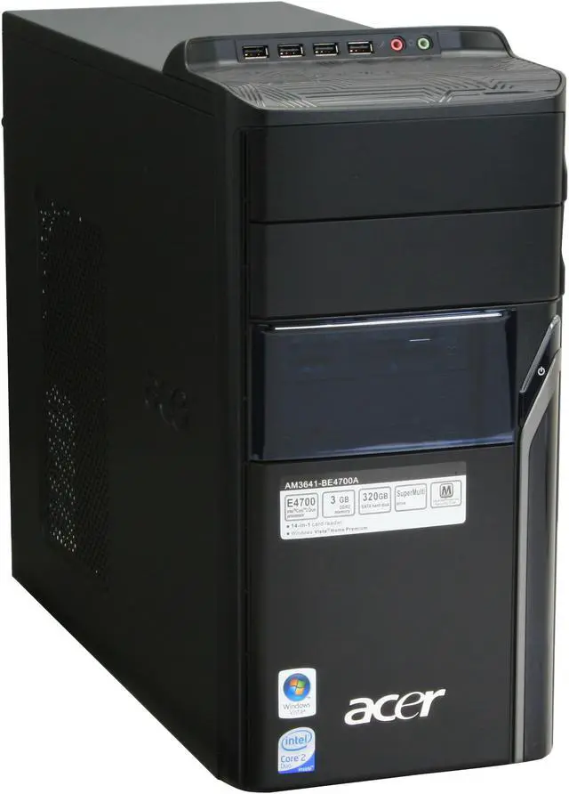 Alt view image 2 of 20 - Acer Desktop PC Aspire AM3641-BE4700A Intel Core 2 Duo E4700 3GB DDR2 320GB HDD NVIDIA GeForce 7100 Windows Vista Home Premium 64-bit (English / French)