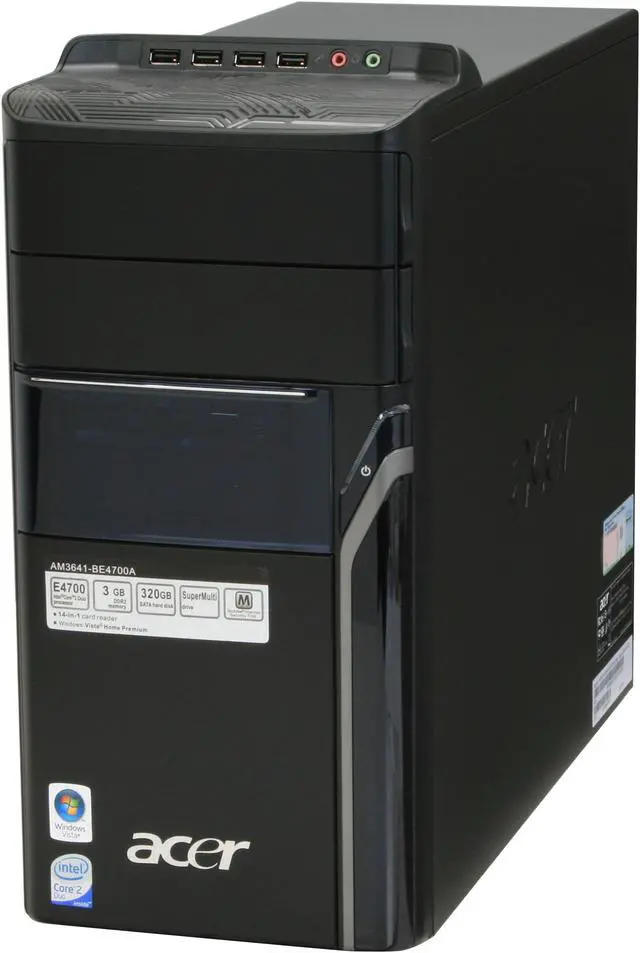 Alt view image 4 of 20 - Acer Desktop PC Aspire AM3641-BE4700A Intel Core 2 Duo E4700 3GB DDR2 320GB HDD NVIDIA GeForce 7100 Windows Vista Home Premium 64-bit (English / French)