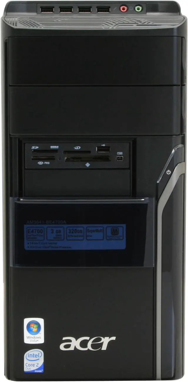 Alt view image 5 of 20 - Acer Desktop PC Aspire AM3641-BE4700A Intel Core 2 Duo E4700 3GB DDR2 320GB HDD NVIDIA GeForce 7100 Windows Vista Home Premium 64-bit (English / French)