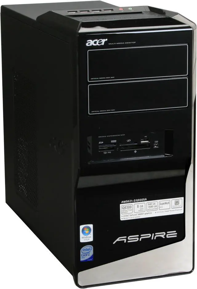 Alt view image 2 of 19 - Acer Desktop PC Aspire AM5621-EQ9300A Intel Core 2 Quad Q9300 8GB DDR2 1.28TB HDD NVIDIA GeForce 9800 GT Windows Vista Home Premium 64-bit (English / French)