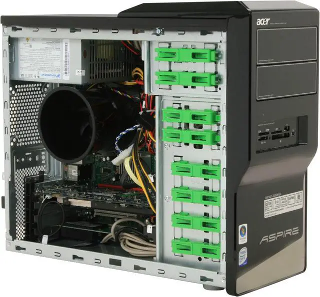 Alt view image 12 of 19 - Acer Desktop PC Aspire AM5621-EQ9300A Intel Core 2 Quad Q9300 8GB DDR2 1.28TB HDD NVIDIA GeForce 9800 GT Windows Vista Home Premium 64-bit (English / French)
