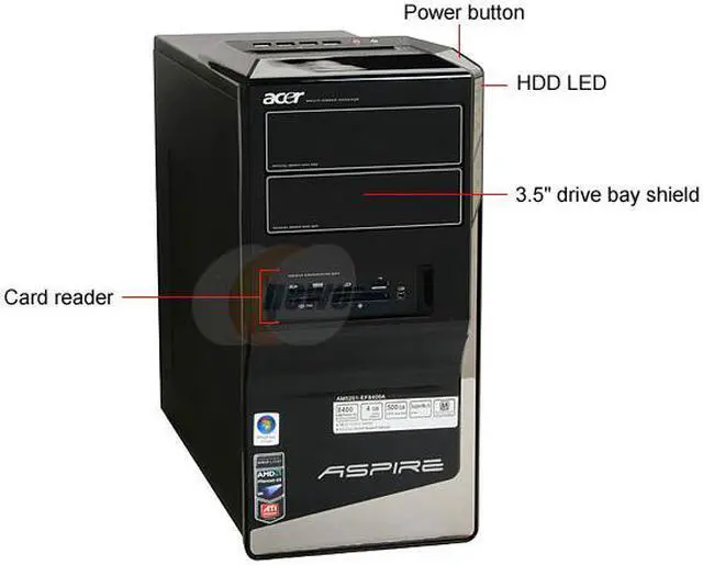 Alt view image 2 of 20 - Acer Desktop PC Aspire AM5201-EF8400A AMD Phenom X3 8400 4GB DDR2 500GB HDD ATI Radeon HD 3200 Windows Vista Home Premium (English/French)