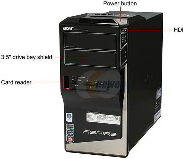 Alt view image 4 of 20 - Acer Desktop PC Aspire AM5201-EF8400A AMD Phenom X3 8400 4GB DDR2 500GB HDD ATI Radeon HD 3200 Windows Vista Home Premium (English/French)