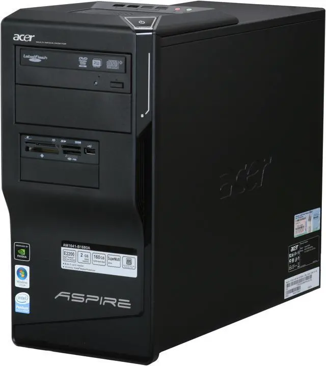 Alt view image 4 of 20 - Acer Desktop PC Aspire AM1641-B1680A Intel Pentium E2200 2GB DDR2 160GB HDD NVIDIA GeForce 7050 Windows Vista Home Premium