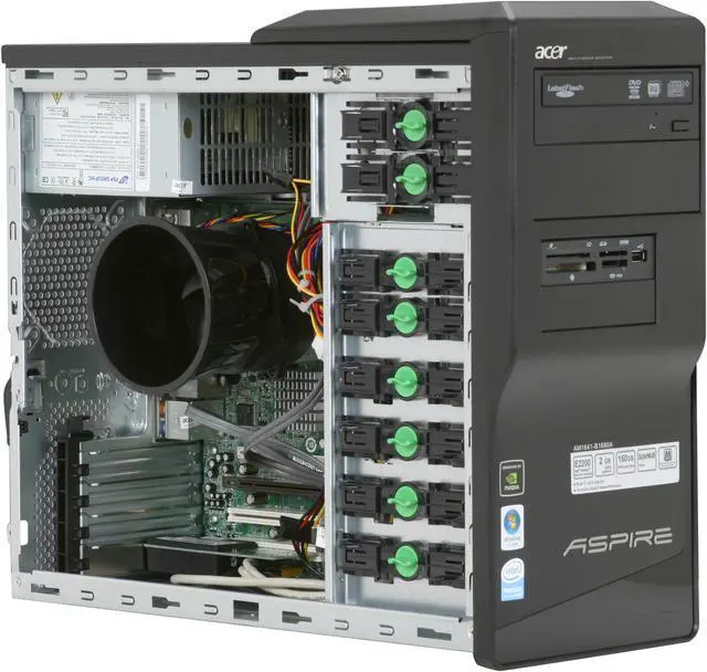 Alt view image 11 of 20 - Acer Desktop PC Aspire AM1641-B1680A Intel Pentium E2200 2GB DDR2 160GB HDD NVIDIA GeForce 7050 Windows Vista Home Premium