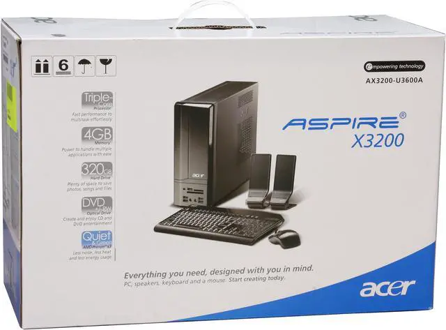Alt view image 12 of 12 - Acer Desktop PC Aspire AX3200-U3600A AMD Phenom X3 8400 4GB DDR2 320GB HDD Windows Vista Home Premium 64-bit
