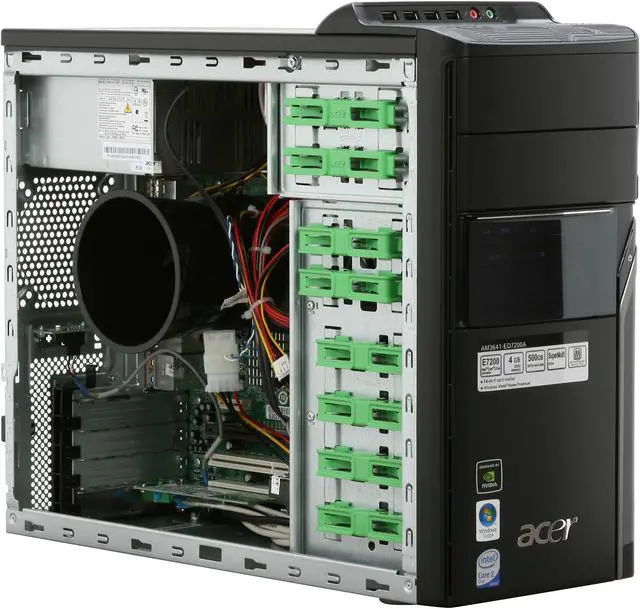 Alt view image 14 of 20 - Acer Desktop PC Aspire AM3641-ED7200A Intel Core 2 Duo E7200 4GB DDR2 500GB HDD NVIDIA GeForce 7100 Windows Vista Home Premium 64-bit (English / French)