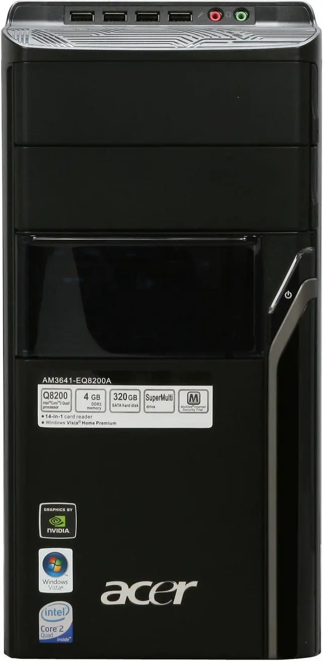 Acer Desktop PC Aspire AM3641-EQ8200A Intel Core 2 Quad Q8200 4GB