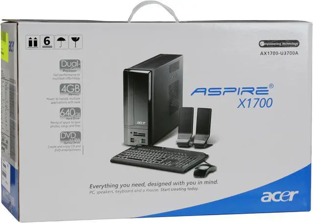 Alt view image 18 of 18 - Acer Desktop PC Aspire AX1700-U3700A Intel Pentium E2220 4GB DDR2 640GB HDD NVIDIA GeForce G100 Windows Vista Home Premium 64-bit