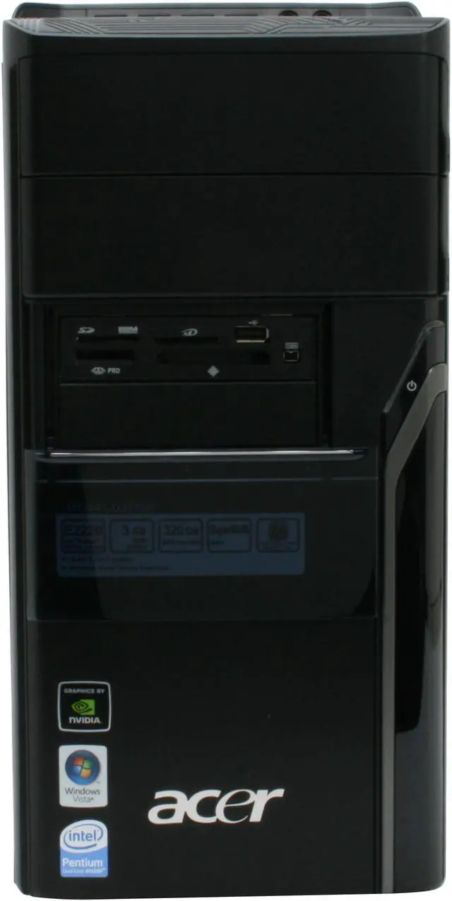 Alt view image 5 of 18 - Acer Desktop PC Aspire AM3641-U3702A Intel Pentium E2220 3GB DDR2 320GB HDD NVIDIA GeForce 7100 Windows Vista Home Premium