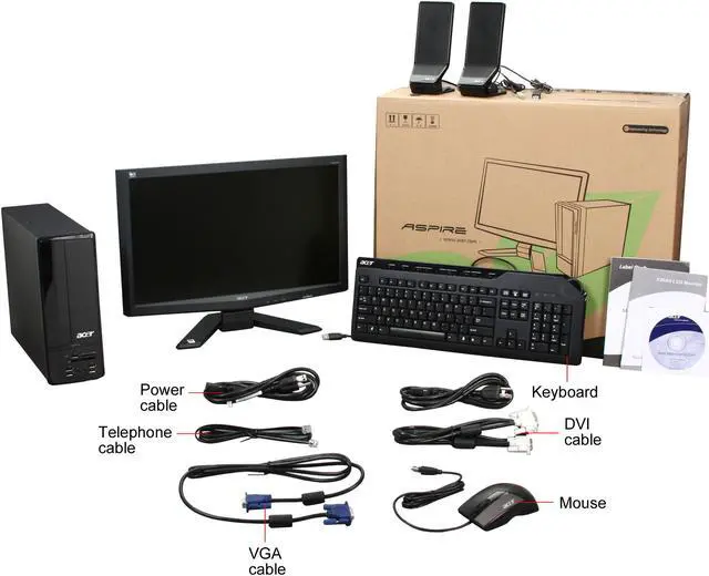 Alt view image 13 of 13 - Acer Desktop PC Aspire AX1200-B1781A AMD Athlon X2 4050e 4GB DDR2 320GB HDD NVIDIA GeForce 8200 Windows Vista Home Premium 64-bit