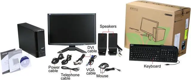 Alt view image 13 of 13 - Acer Desktop PC Aspire AX1200-B1792A AMD Athlon X2 4850e 4GB DDR2 320GB HDD NVIDIA GeForce 8200 Windows Vista Home Premium 64-bit