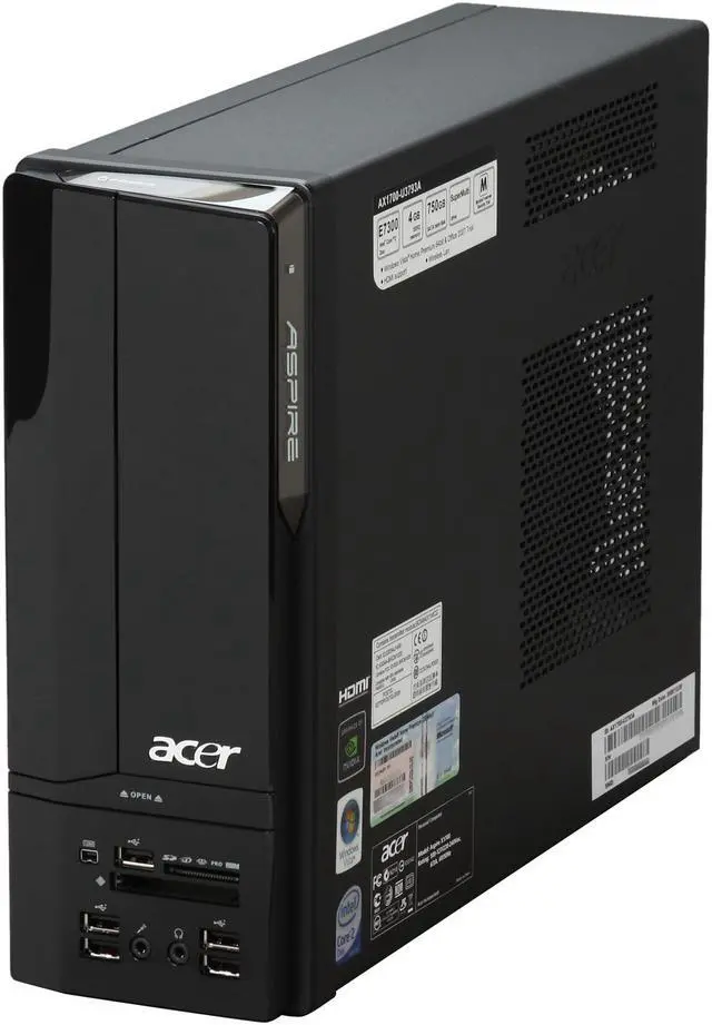 Alt view image 4 of 10 - Acer Desktop PC Aspire AX1700-U3793A Intel Core 2 Duo E7300 4GB DDR2 750GB HDD NVIDIA GeForce G100 Windows Vista Home Premium 64-bit