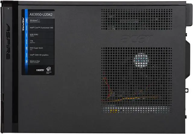 Alt view image 4 of 9 - Acer Desktop PC Aspire AX3950-U2042 Intel Core i3-540 6GB DDR3 1TB HDD Intel HD Graphics Windows 7 Home Premium 64-bit
