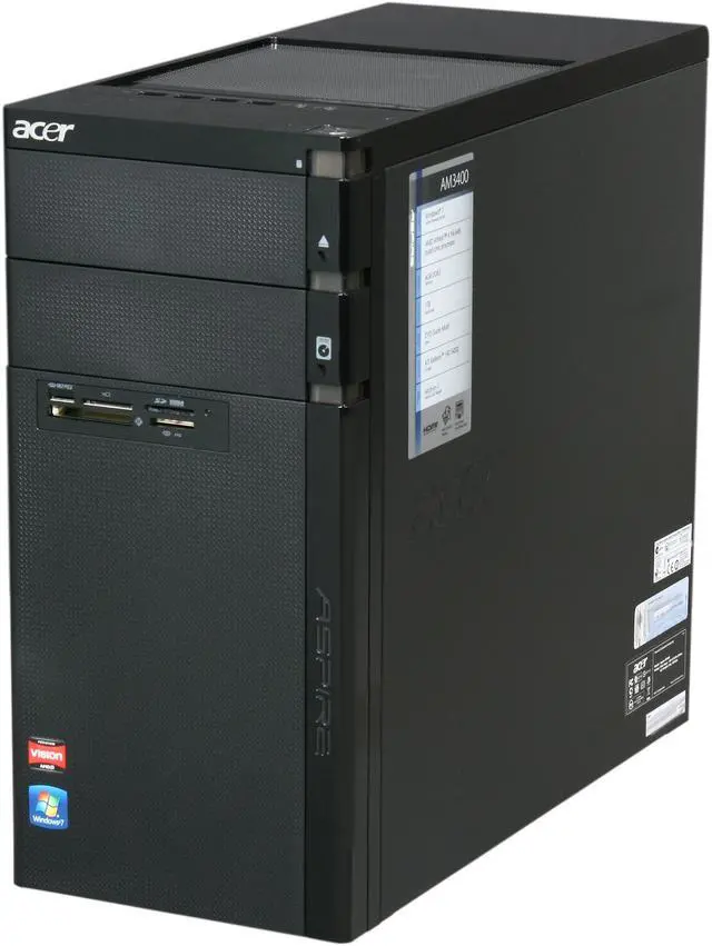 Alt view image 3 of 14 - Acer Desktop PC Aspire AM3400-B4052 (PV.SF702.002) AMD Athlon II X4 645 4GB DDR3 1TB HDD ATI Radeon HD 5450 (512 MB) Windows 7 Home Premium 64-bit