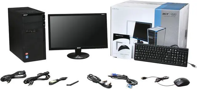 Alt view image 14 of 14 - Acer Desktop PC Aspire AM3400-B4052 (PV.SF702.002) AMD Athlon II X4 645 4GB DDR3 1TB HDD ATI Radeon HD 5450 (512 MB) Windows 7 Home Premium 64-bit