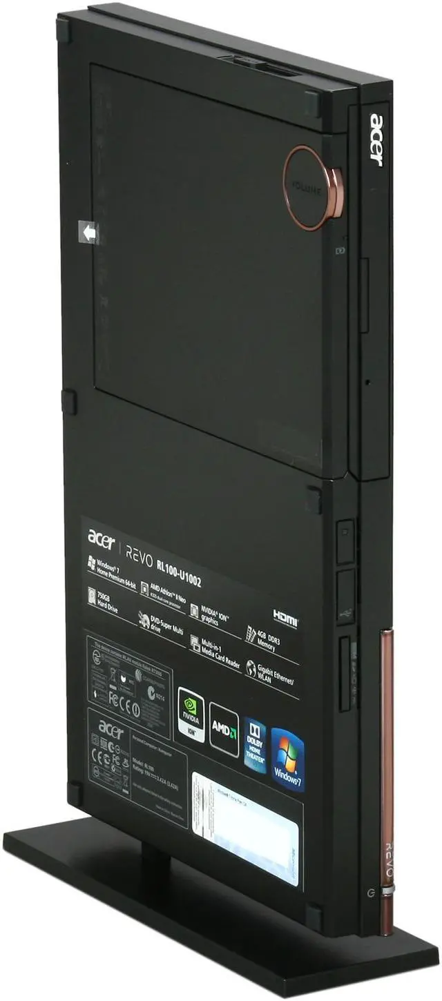 Alt view image 4 of 10 - Acer Home Media Center Revo RL100-U1002 AMD Athlon II Neo K325 4GB DDR3 750GB HDD Windows 7 Home Premium 64-bit