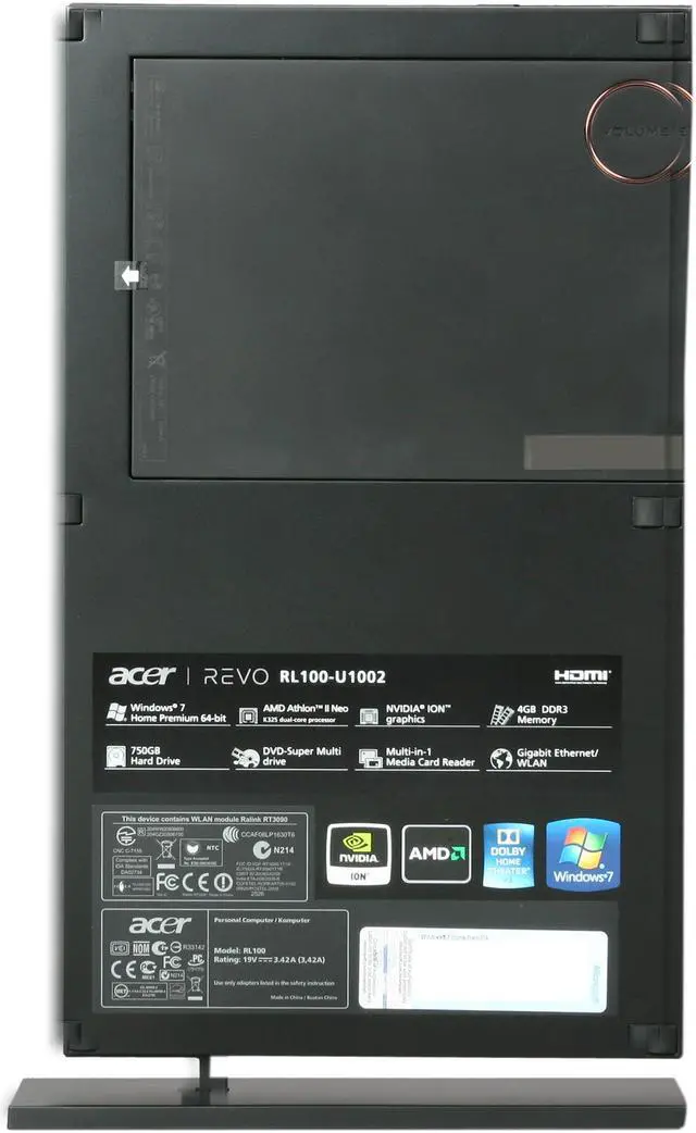 Alt view image 5 of 10 - Acer Home Media Center Revo RL100-U1002 AMD Athlon II Neo K325 4GB DDR3 750GB HDD Windows 7 Home Premium 64-bit