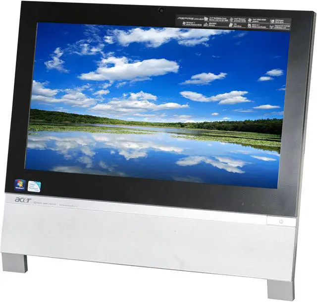 Alt view image 3 of 8 - Acer All-in-One PC AZ3731-UR21P (PW.SF5P2.001) Intel Pentium E6700 4GB DDR3 1TB HDD 21.5" Touchscreen Windows 7 Home Premium 64-bit