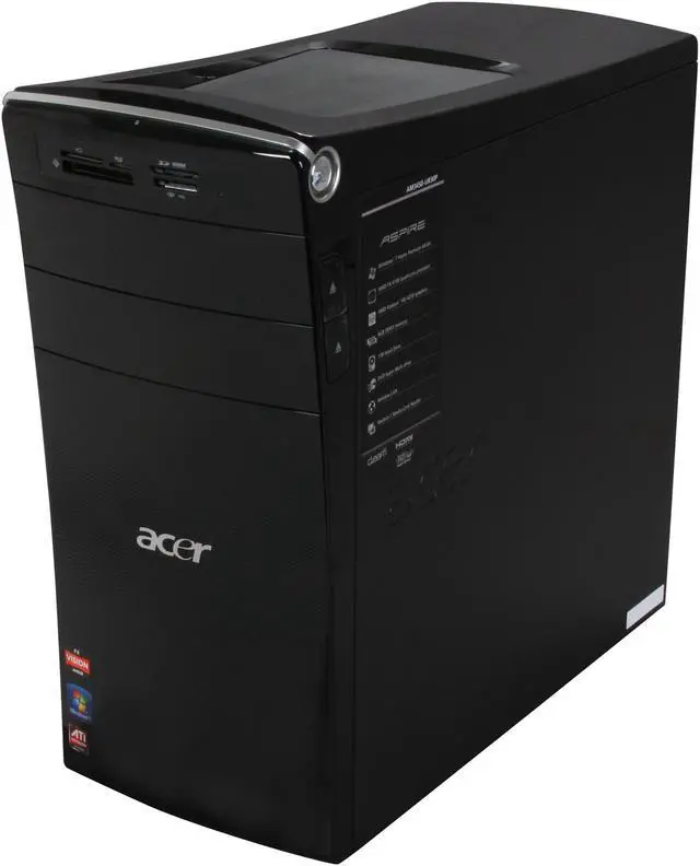 Alt view image 3 of 10 - Acer Desktop PC AM3450-UR30P (PT.SHDP2.001) AMD FX-Series FX-4100 6GB DDR3 1TB HDD ATI Radeon HD 4250 Windows 7 Home Premium 64-Bit