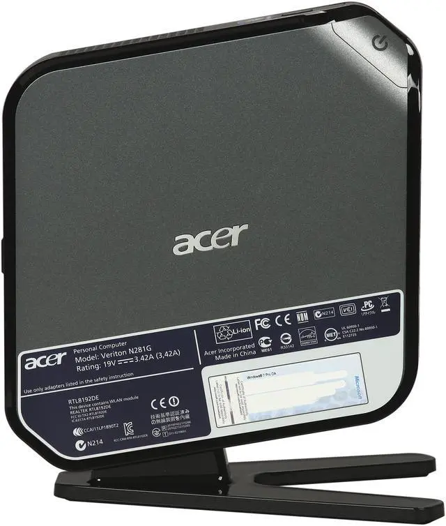 Alt view image 4 of 8 - Acer Desktop PC Veriton N VN281G-UA4252W (PS.VBGP3.003) Intel Atom D425 2GB DDR3 500GB HDD Intel GMA 3150 Windows 7 Professional 32-Bit