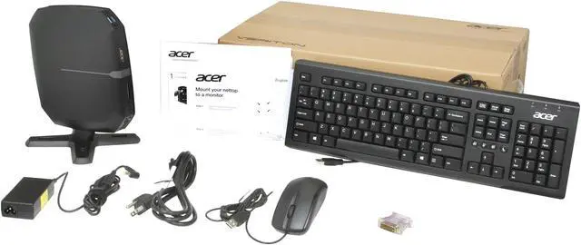 Alt view image 8 of 8 - Acer Veriton VN2620G-UC887L (DT.VFGAA.001) Nettop Computer - Intel Celeron 887 1.50GHz 2GB DDR3 320GB Linux - Gray, Black