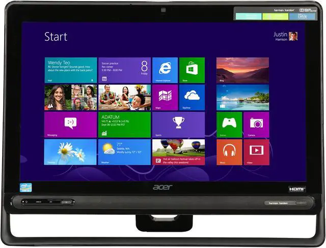 Alt view image 2 of 7 - Acer All-in-One PC Aspire AZ3-605-UR22 (DQ.SQDAA.001) Intel Core i3-3227U 4GB DDR3 1TB HDD 23" Touchscreen Windows 8 64-Bit