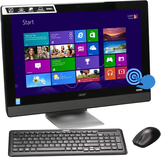 Main image of Acer Desktop PC Aspire AZ3-615-UR14 Intel Core i3-4130T 6GB DDR3 1TB HDD 23" Touchscreen Windows 8.1