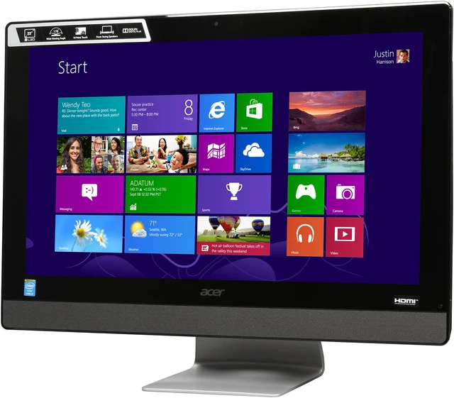 Alt view image 3 of 7 - Acer Desktop PC Aspire AZ3-615-UR14 Intel Core i3-4130T 6GB DDR3 1TB HDD 23" Touchscreen Windows 8.1