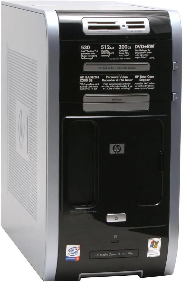 Alt view image 2 of 20 - HP Desktop PC Media Center m1170n Intel Pentium 4 530 512MB DDR 200GB HDD ATI Radeon X300 SE Windows XP Media Center 2005