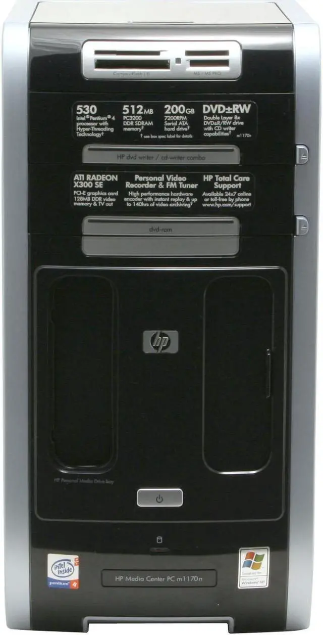 Alt view image 4 of 20 - HP Desktop PC Media Center m1170n Intel Pentium 4 530 512MB DDR 200GB HDD ATI Radeon X300 SE Windows XP Media Center 2005
