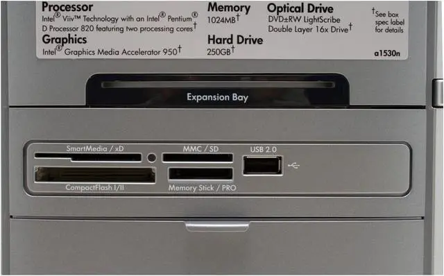 Alt view image 5 of 18 - HP Desktop PC Pavilion A1530N(EX275AA#ABA) AMD Phenom II X4 820 1GB DDR2 250GB HDD Intel GMA 950 Windows XP Media Center