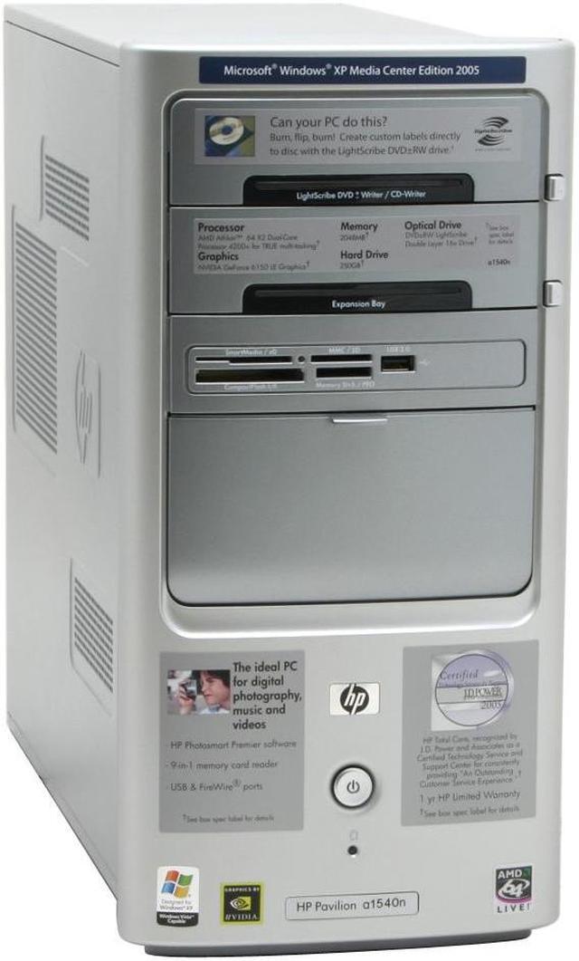 Alt view image 2 of 17 - HP Desktop PC Pavilion A1540N(EX276AA#ABA) 4200+ 2GB DDR2 250GB HDD NVIDIA GeForce 6150 Windows XP Media Center