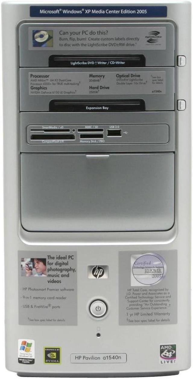 Alt view image 4 of 17 - HP Desktop PC Pavilion A1540N(EX276AA#ABA) 4200+ 2GB DDR2 250GB HDD NVIDIA GeForce 6150 Windows XP Media Center