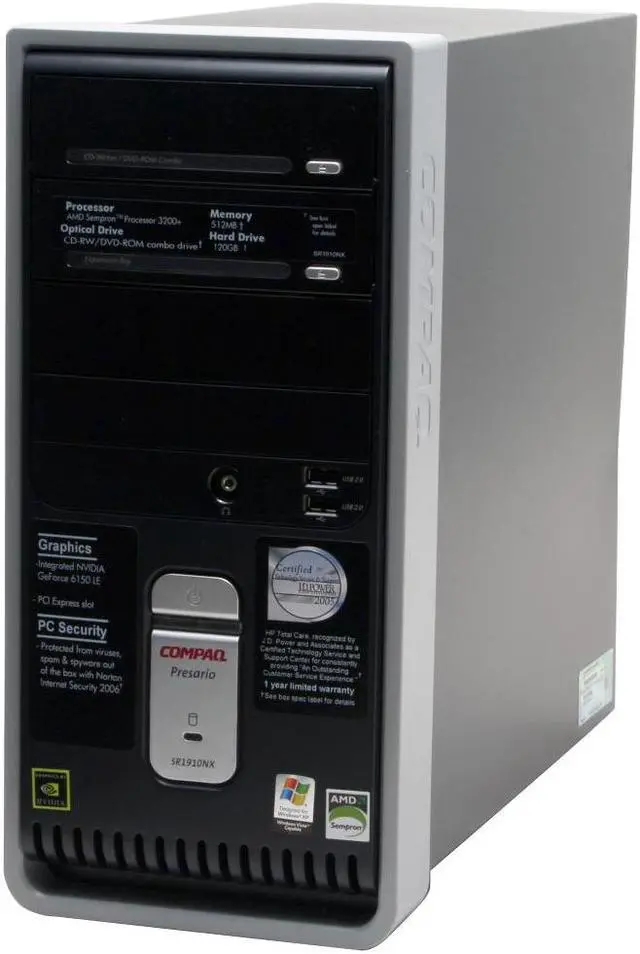 Alt view image 3 of 17 - COMPAQ Desktop PC Presario SR1910NX(EX310AA#ABA) 3200+ 512MB DDR 120GB HDD NVIDIA GeForce 6150 LE Windows XP Home