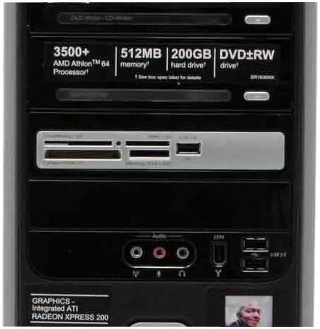Alt view image 5 of 17 - COMPAQ Desktop PC Presario SR1630NX(ED878AA) 3500+(2.20 GHz) 512MB DDR 200GB HDD ATI Radeon Xpress 200 Integrated Windows XP Home