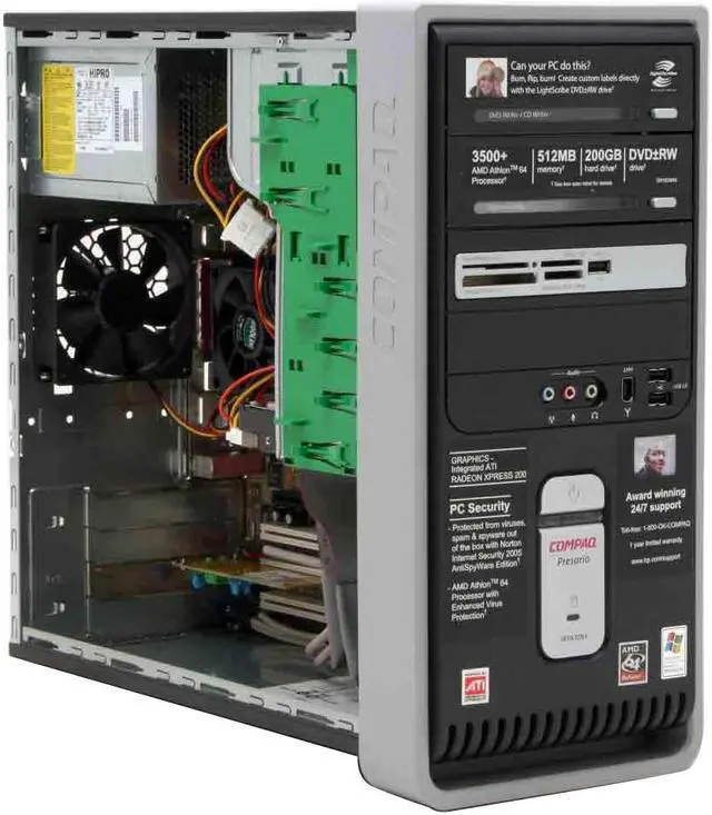 Alt view image 11 of 17 - COMPAQ Desktop PC Presario SR1630NX(ED878AA) 3500+(2.20 GHz) 512MB DDR 200GB HDD ATI Radeon Xpress 200 Integrated Windows XP Home